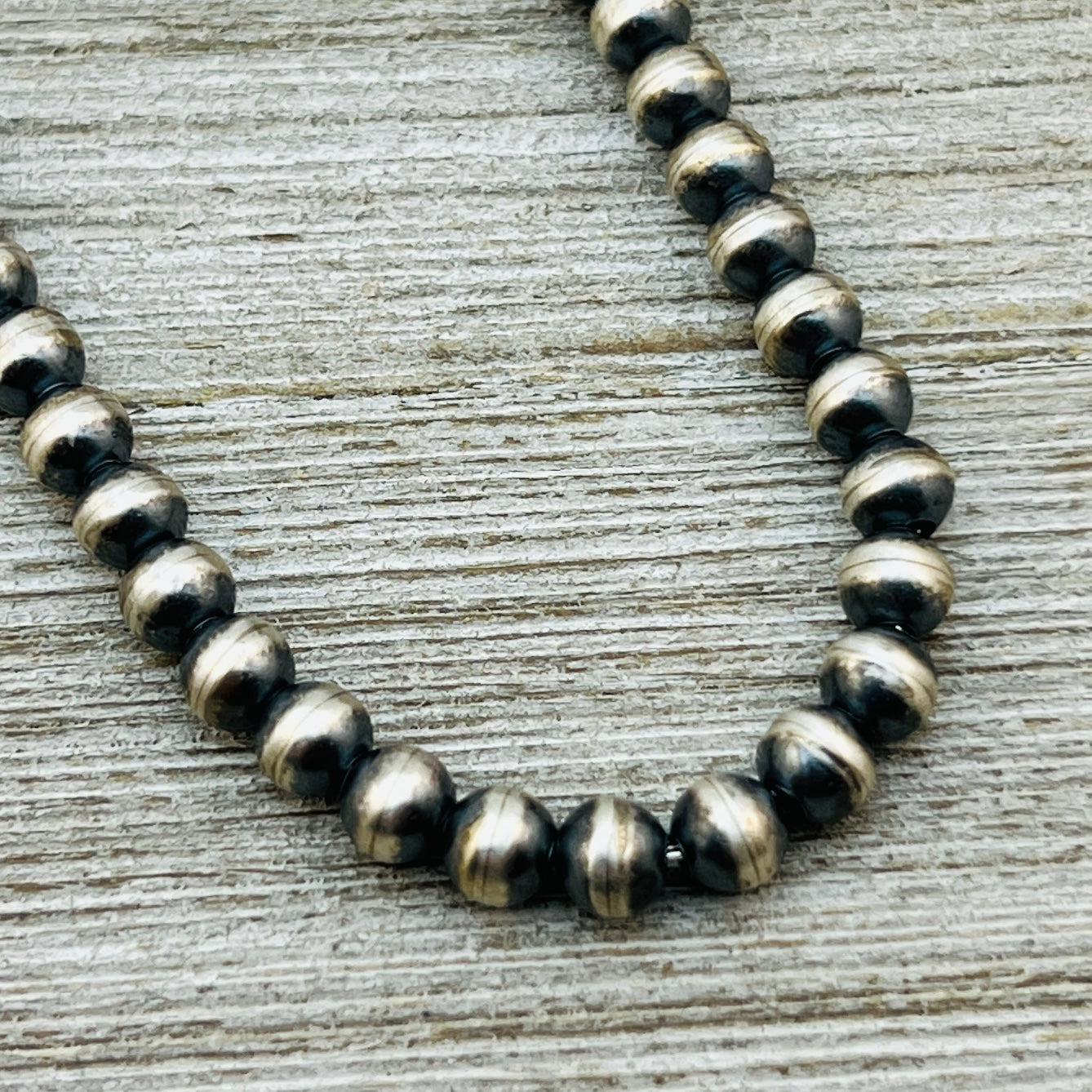 16" Sterling silver Navajo handmade 6mm round bead Pearl necklace Dorinda Mariano signed