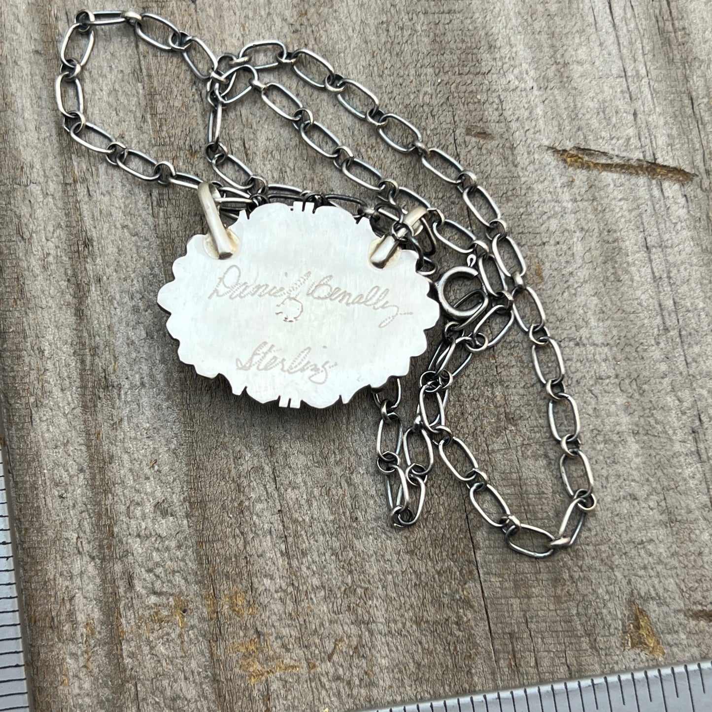 18" Kingman Spiderweb Turquoise Necklace Sterling silver Navajo Daniel Benally 608