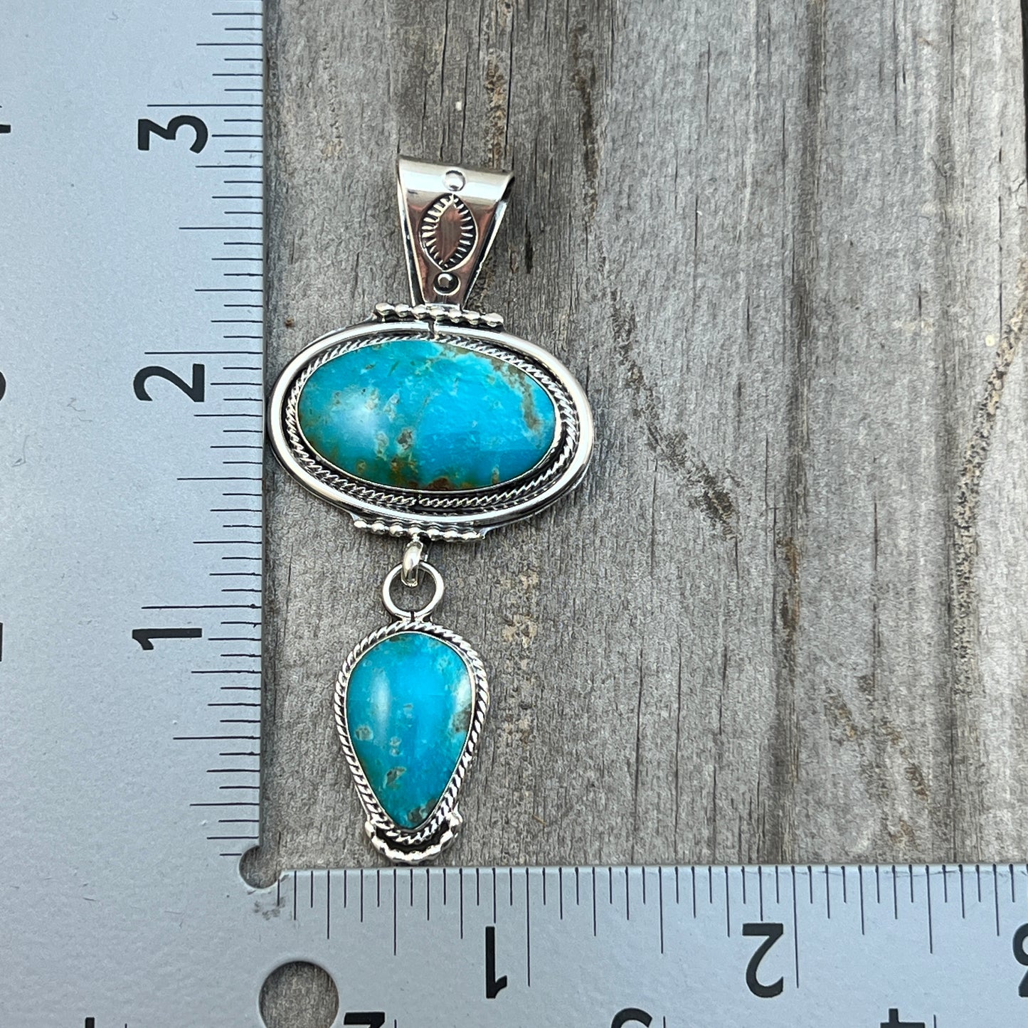 Turquoise Pendant Sterling silver Navajo Handmade Mike Smith 526