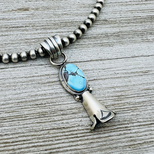 16" Golden Hills Turquoise Squash Blossom Necklace Sharon McCarthy Sterling silver NK11