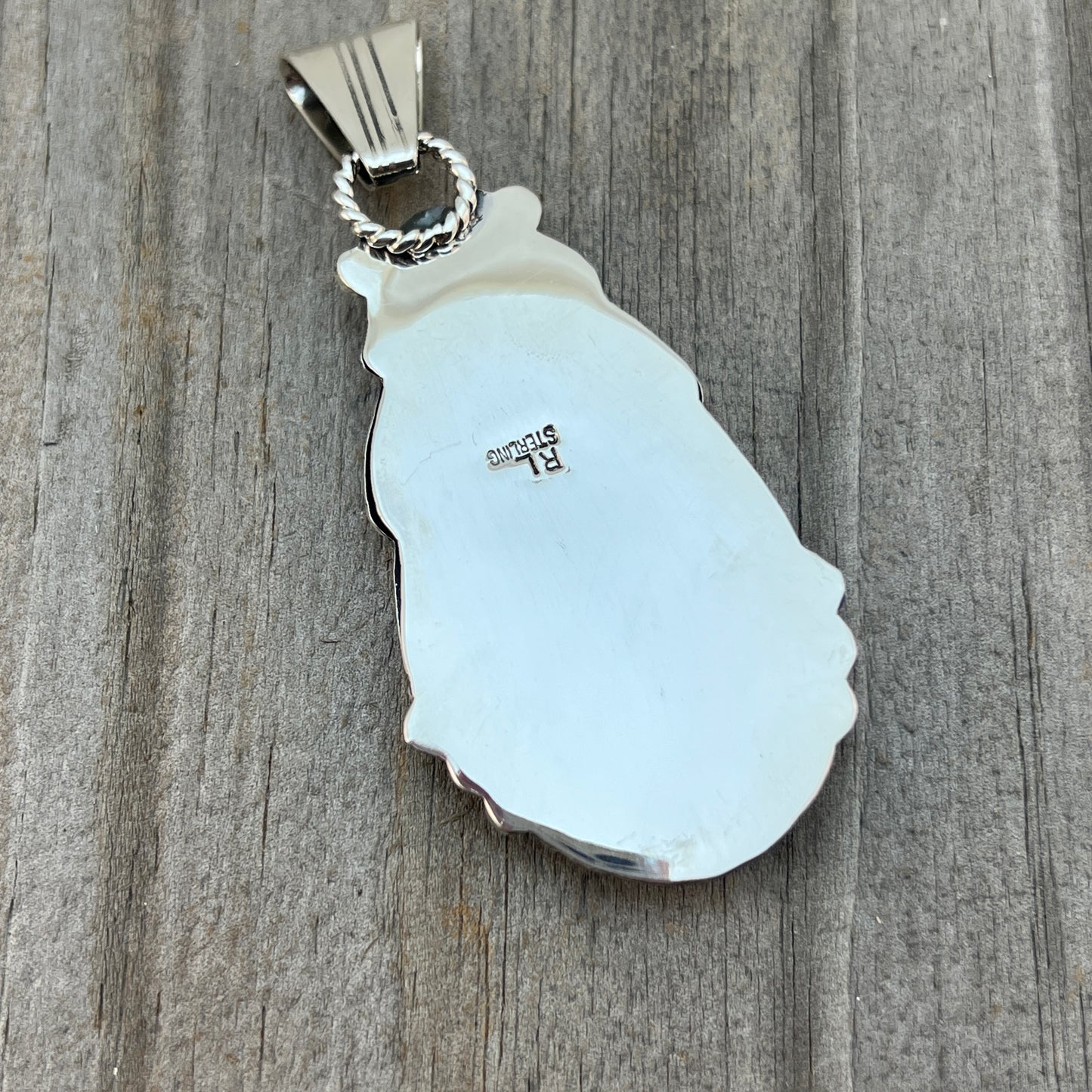 Light Blue Kingman Turquoise pendant sterling silver Arlene Lewis Navajo 791