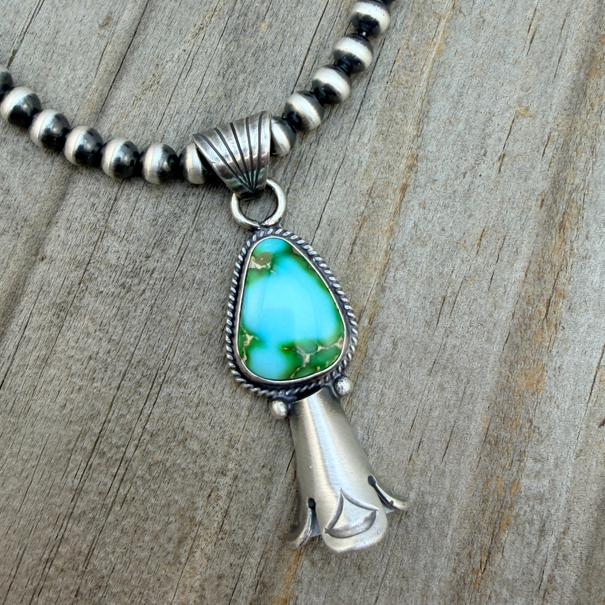 16" Sonoran Turquoise Squash Blossom Necklace Sharon McCarthy Sterling silver NK51