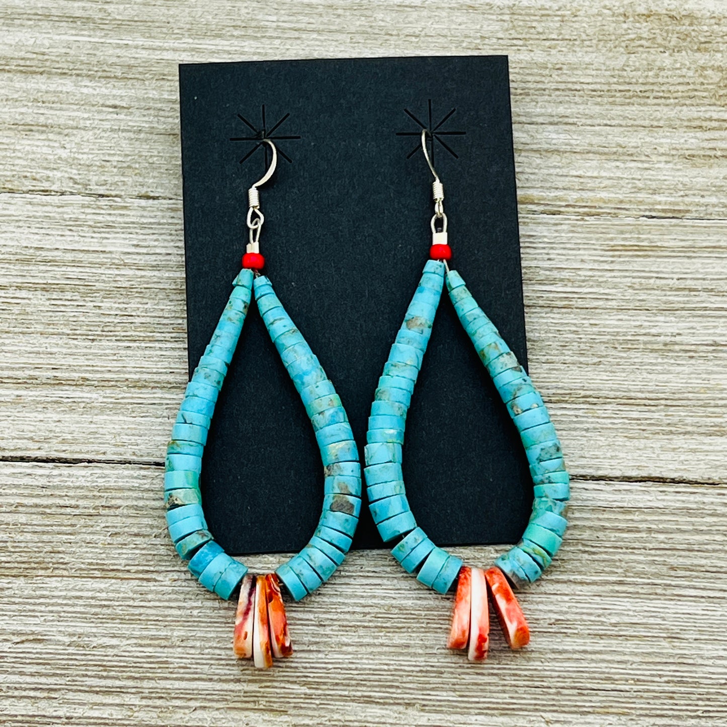 Traditional Turquoise Jacla Earrings Lupe Lovato Santo Domingo Kewa Spiny Oyster ER9