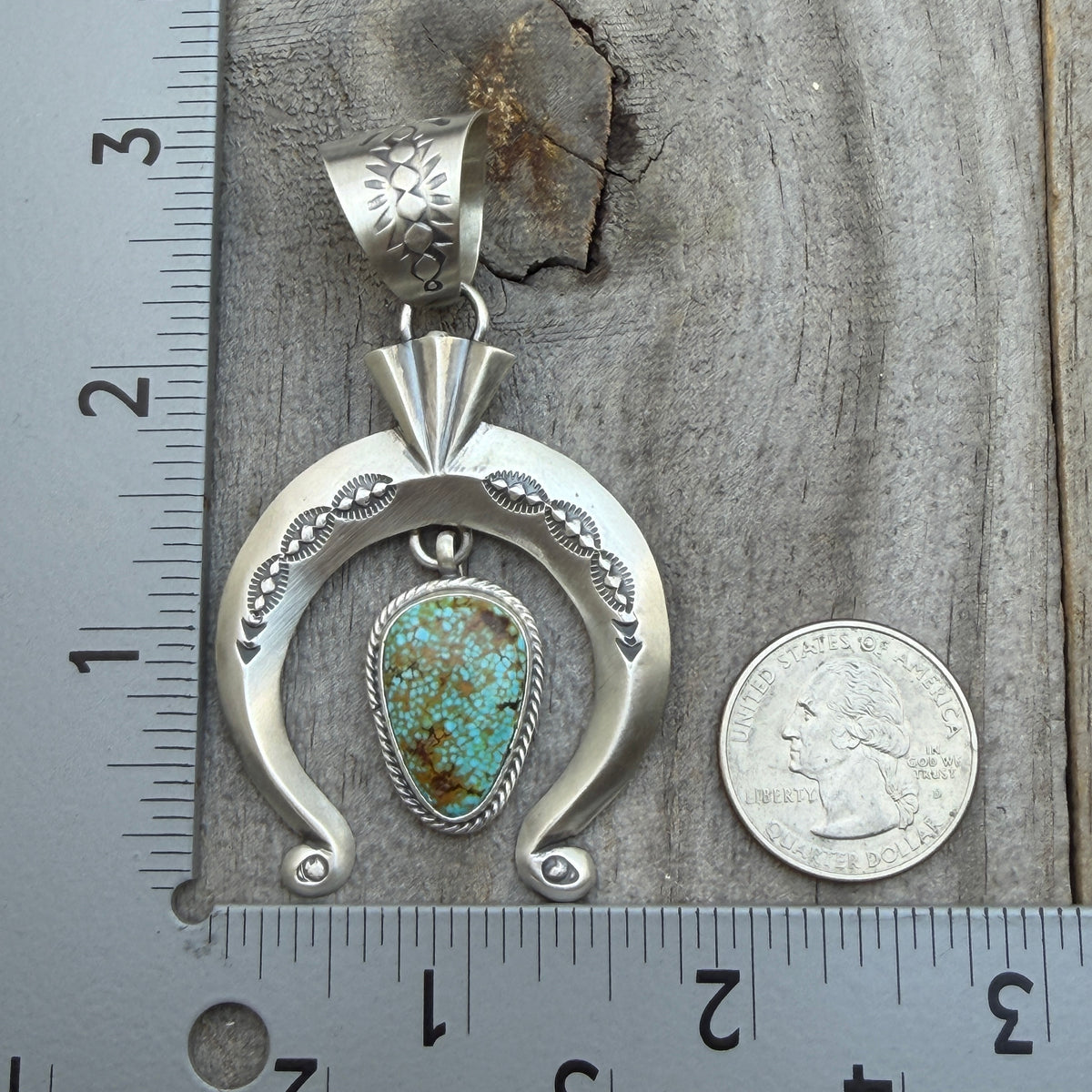 Spiderweb Kingman Turquoise Naja Pendant sterling silver Sharon McCarthy Navajo Handmade PD5