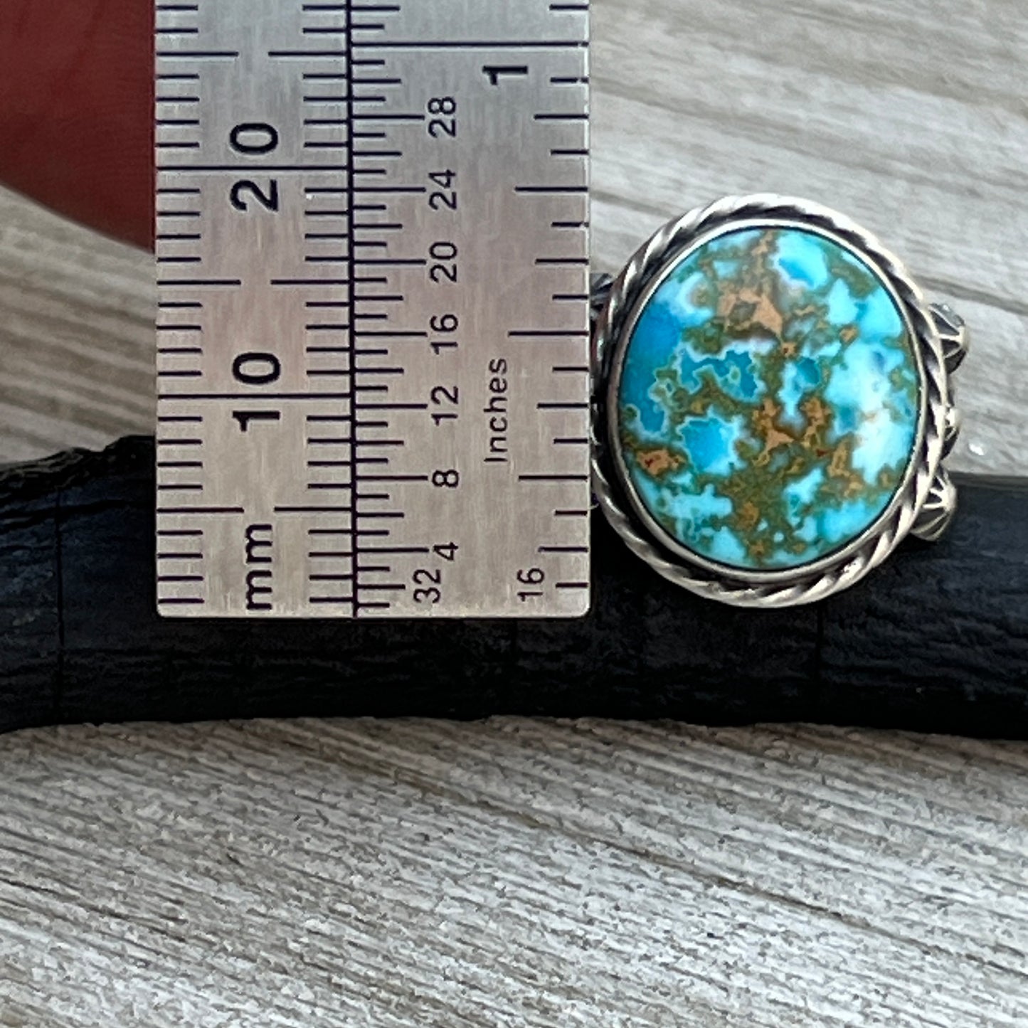 Size 7.5 Blue Kingman Turquoise Sterling Silver Ring Samuel Yellowhair Navajo