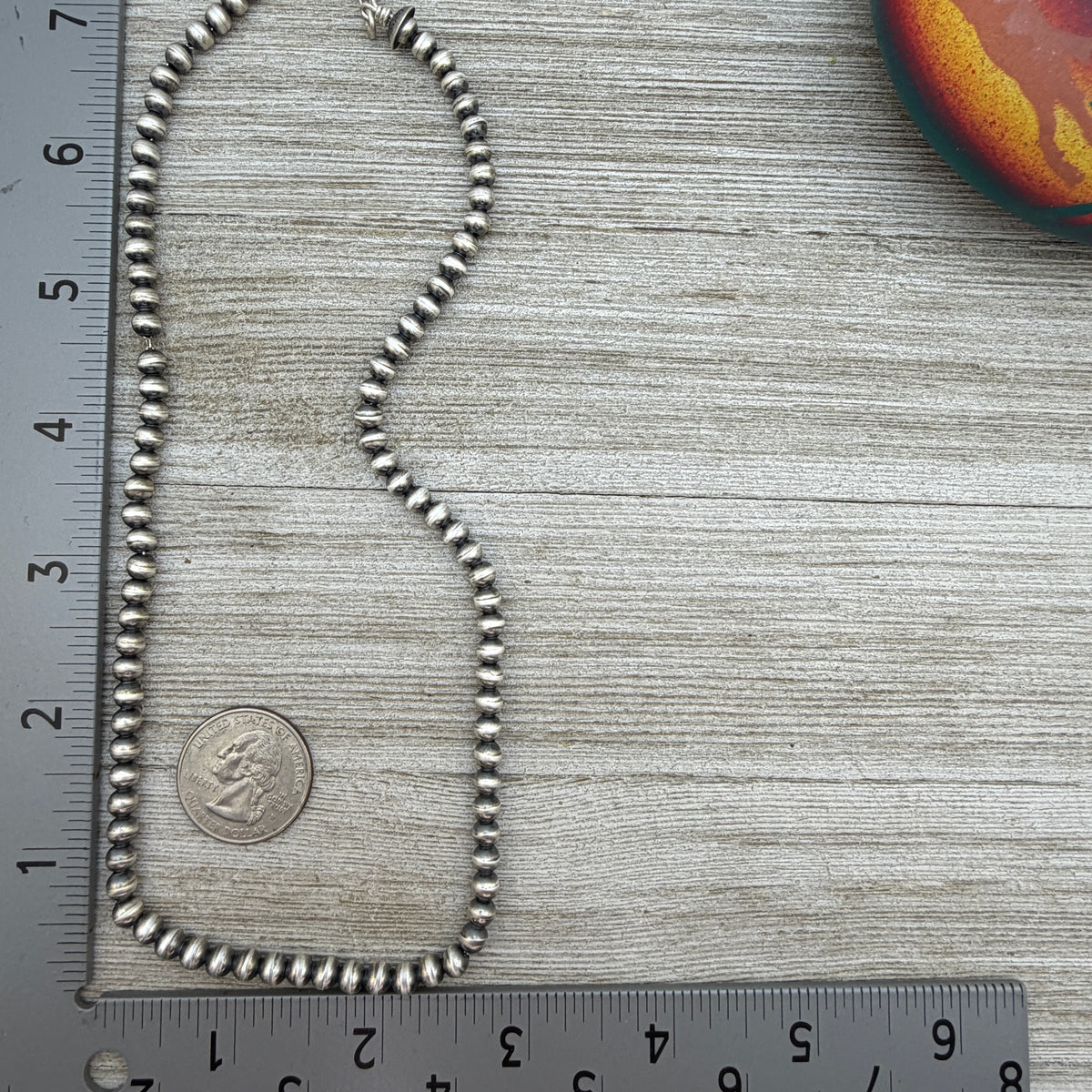 18" Sterling silver Navajo handmade 5mm round bead Pearl necklace Dorinda Mariano signed