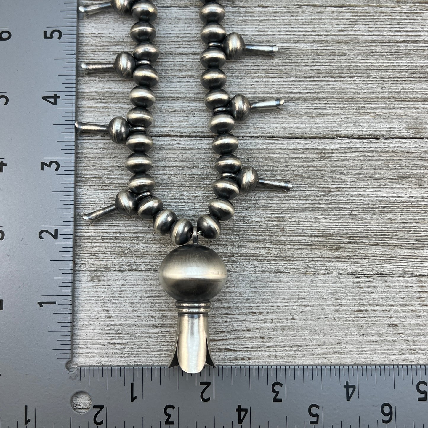 22" Handmade sterling silver Navajo Beads by Preston Haley Squash Blossom Necklace