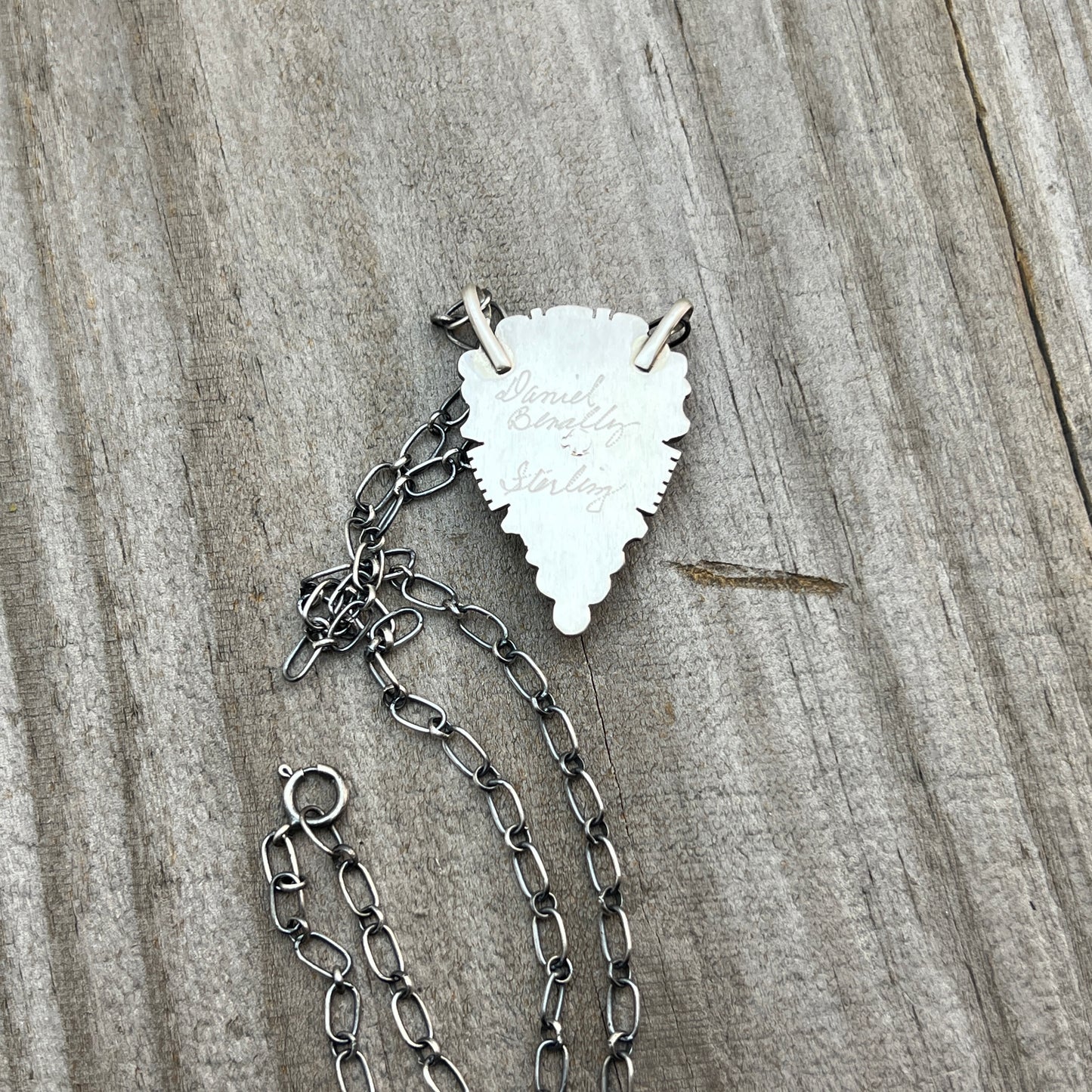 18" Kingman Spiderweb Turquoise Necklace Sterling silver Navajo Daniel Benally 598