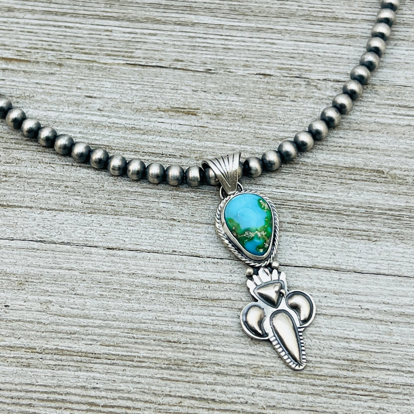 16" Sonoran Gold polychrome Turquoise  Necklace Gary Shorty Sterling Silver NK17