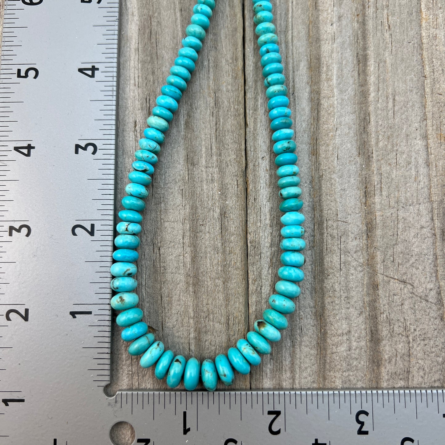 17" blue Turquoise graduated rondelle bead necklace choker Doreen Jake Navajo 780