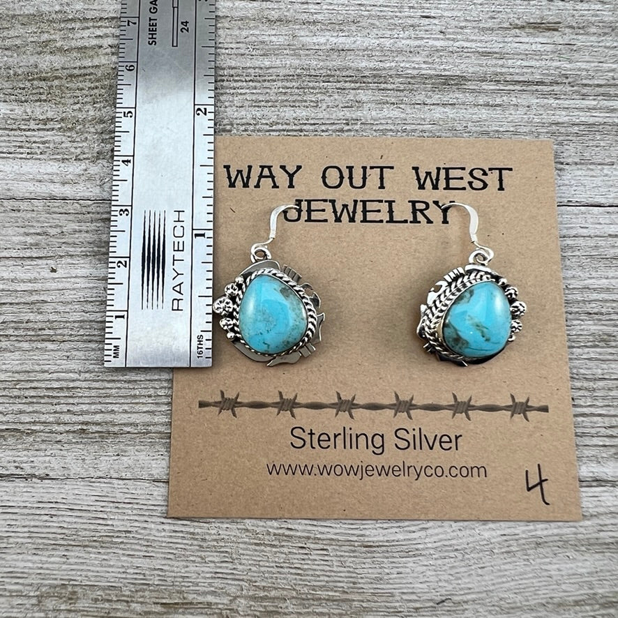 Navajo Kingman Turquoise Silver store Dangle Earrings 0334