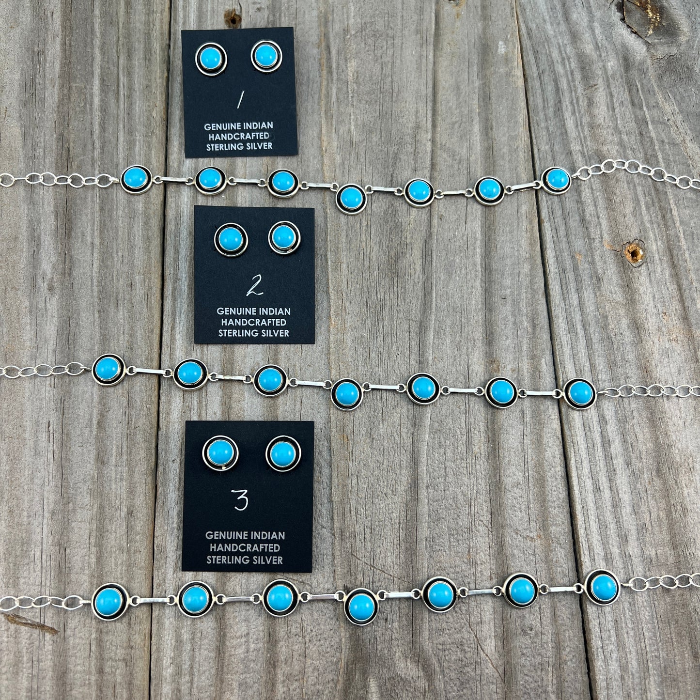 Blue Campitos turquoise Choker Earrings set Sterling Silver Navajo Martin Perry 655