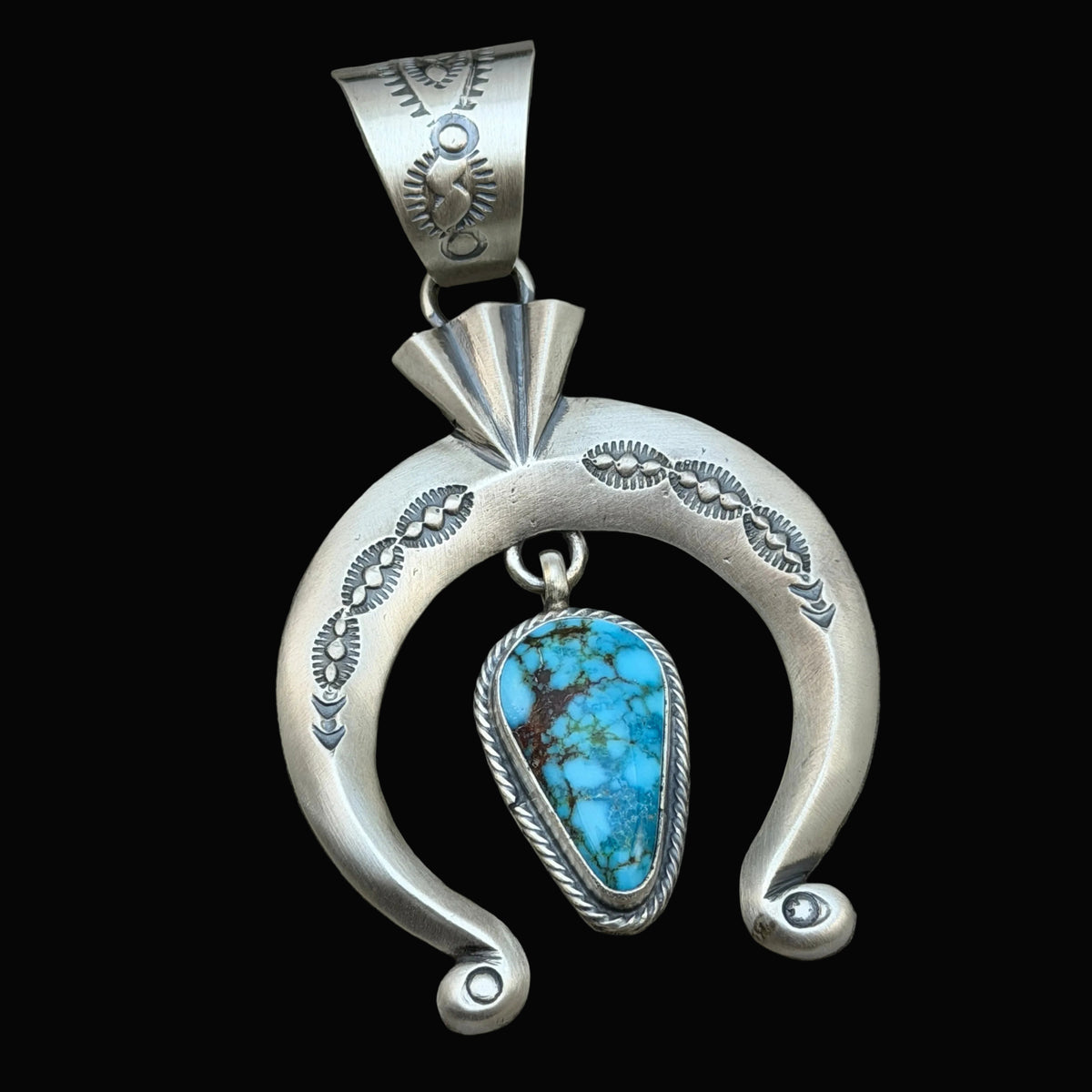 Blue Kingman Turquoise Naja Pendant Sharon McCarthy Navajo Handmade PD3