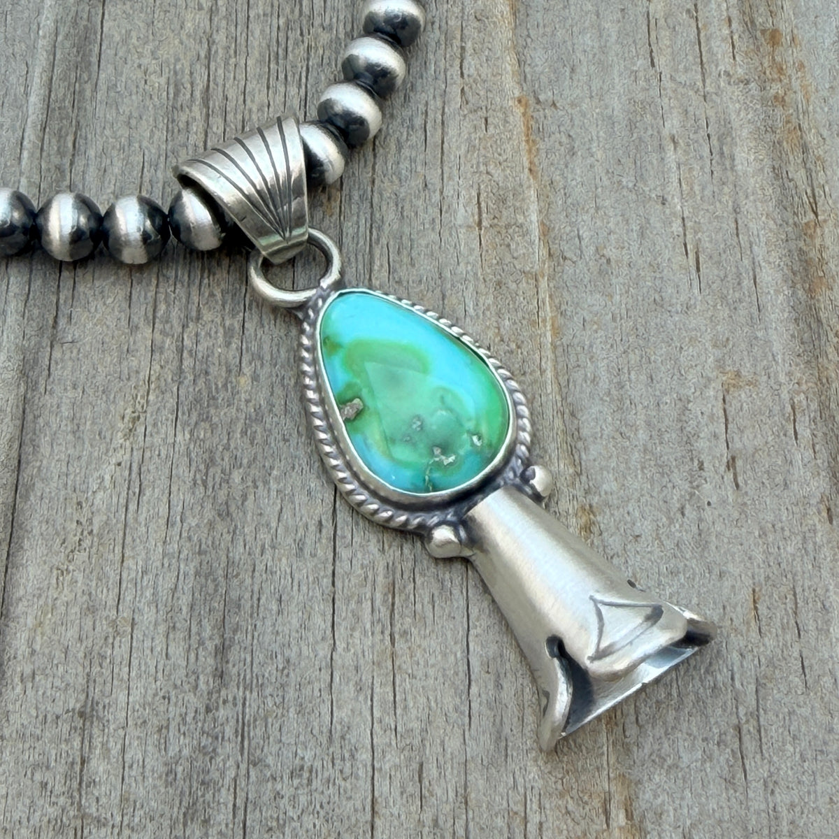 16" Sonoran Turquoise Squash Blossom Necklace Sharon McCarthy Sterling silver NK54