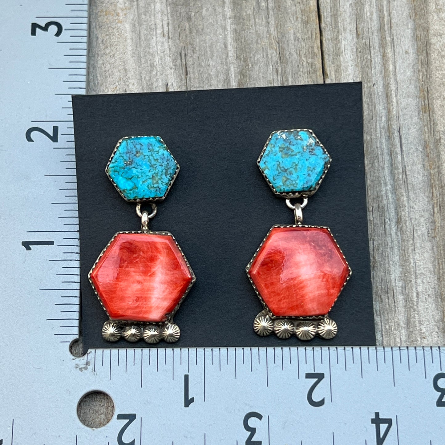 Sterling silver spiny oyster Turquoise Earrings Selena Warner Sterling Silver 837
