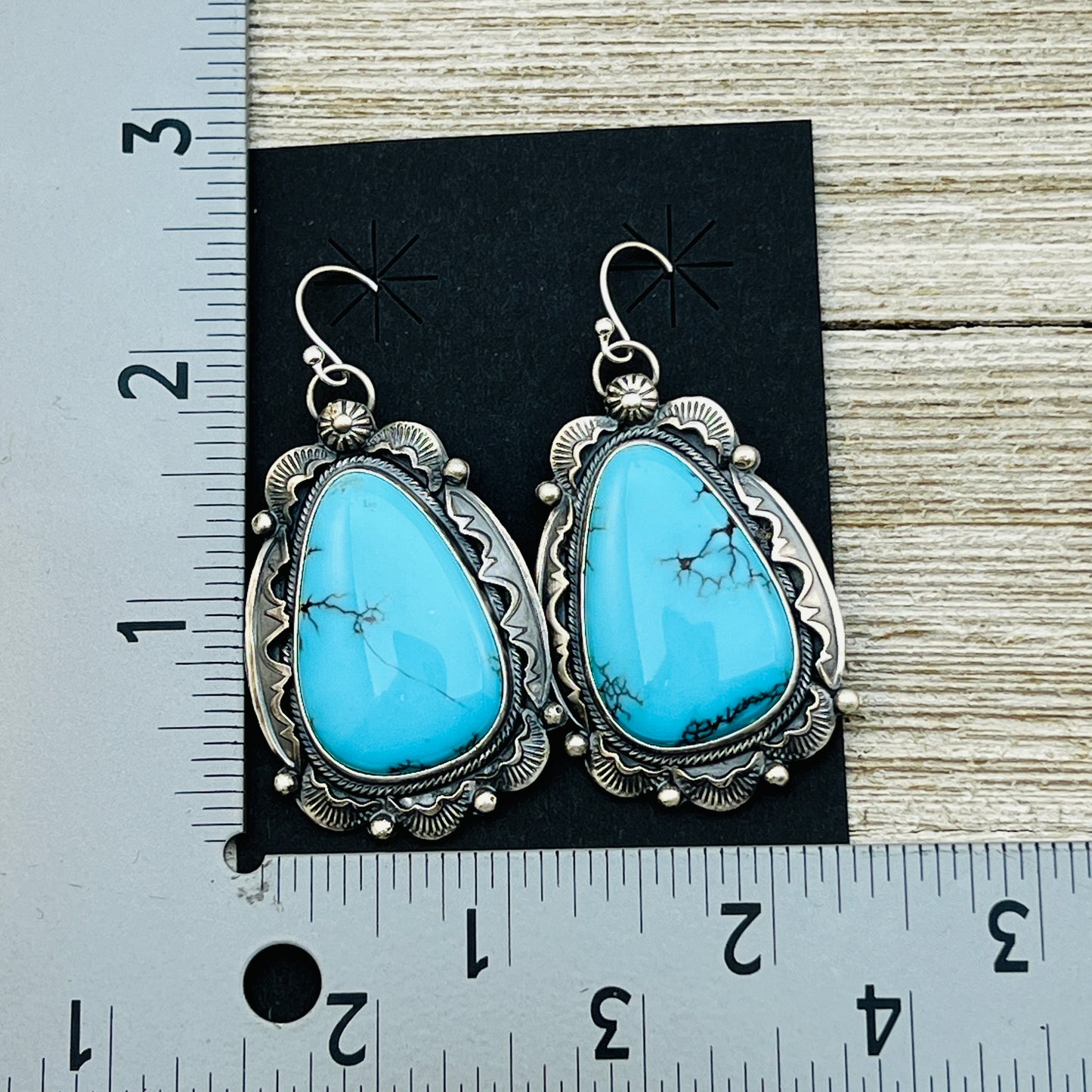 Blue Egyptian turquoise Earrings Jackson Hoskie signed Sterling silver ER5