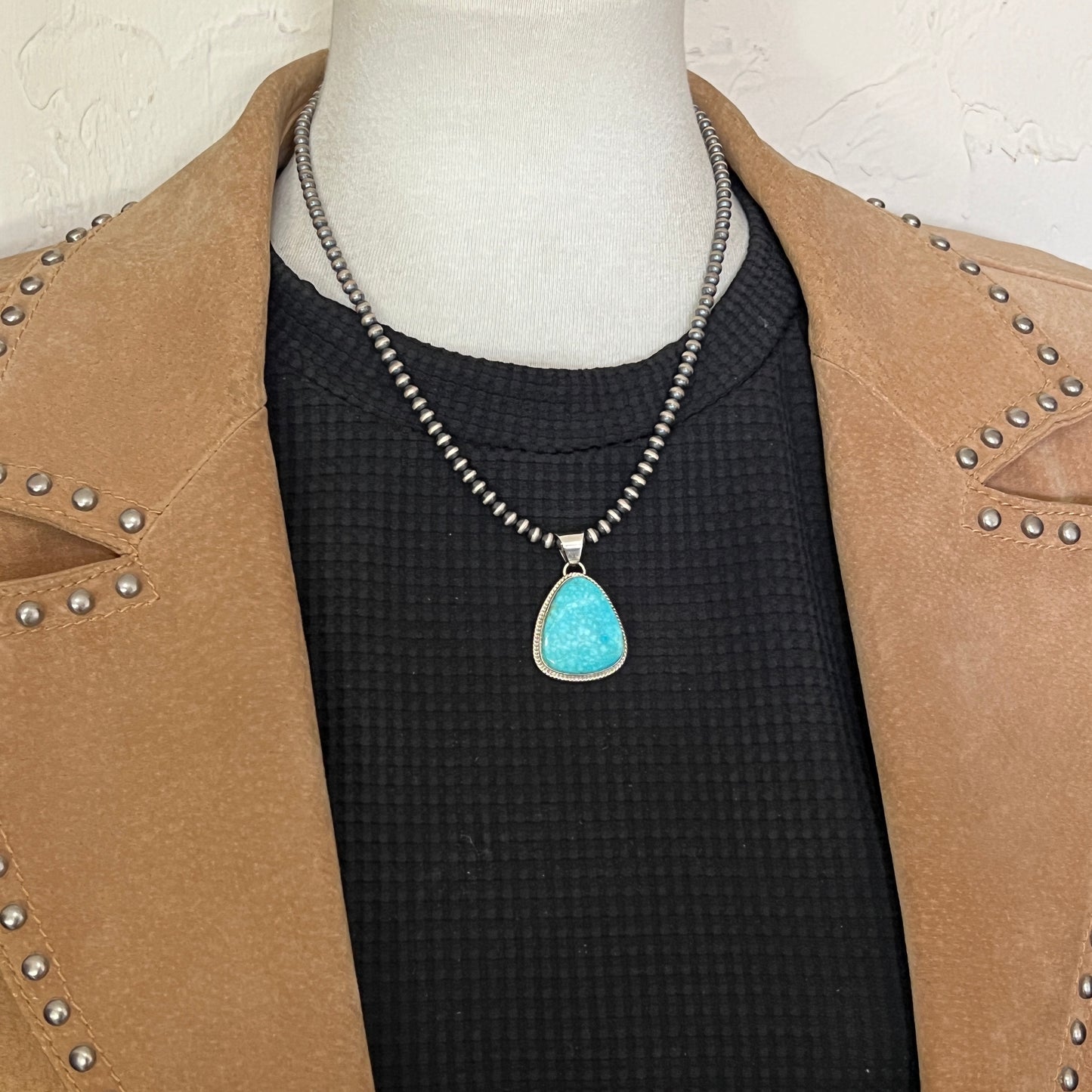 Sterling silver Kingman waterweb Turquoise pendant Burt Francisco Navajo 626
