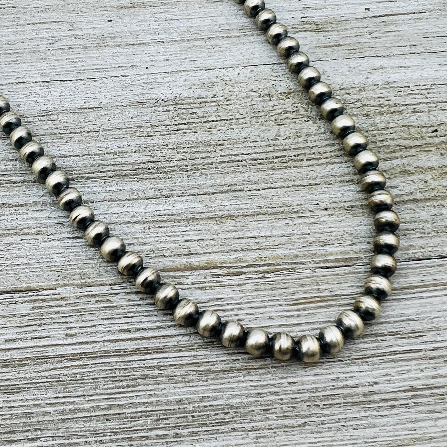 20" Sterling silver Navajo handmade 5mm round bead Pearl necklace Bryannen Halwood signed