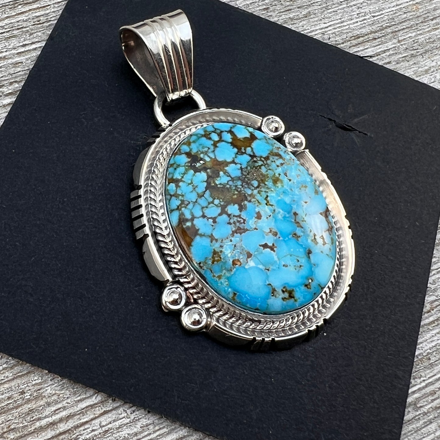 Blue Kingman Turquoise Pendant 1, Sterling Silver Daniel Benally