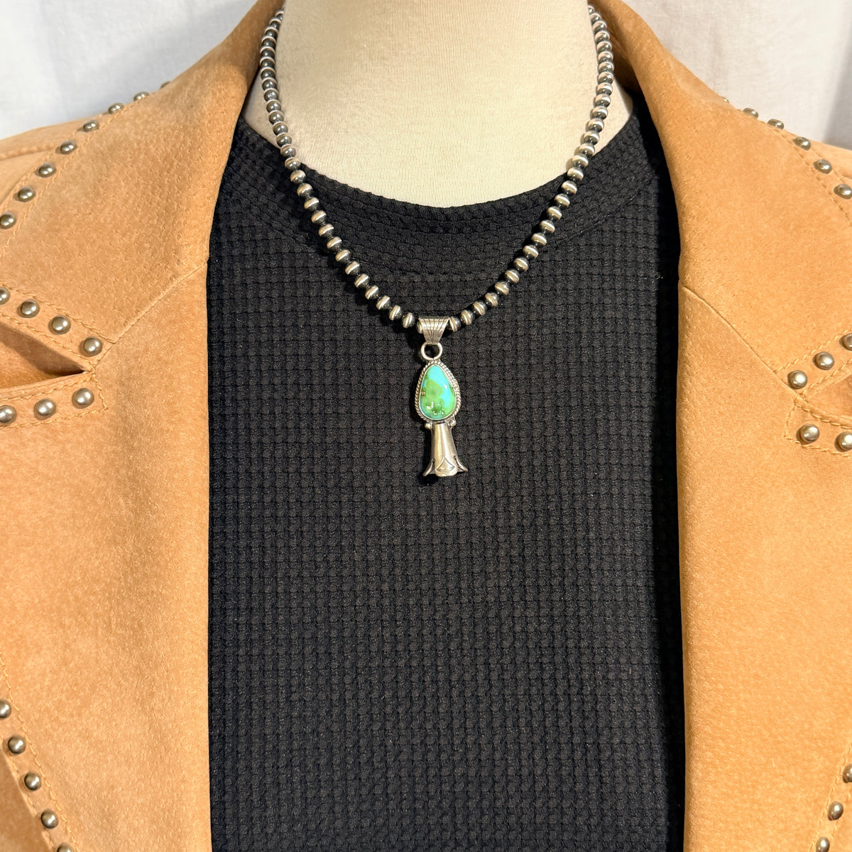 16" Sonoran Turquoise Squash Blossom Necklace Sharon McCarthy Sterling silver NK54