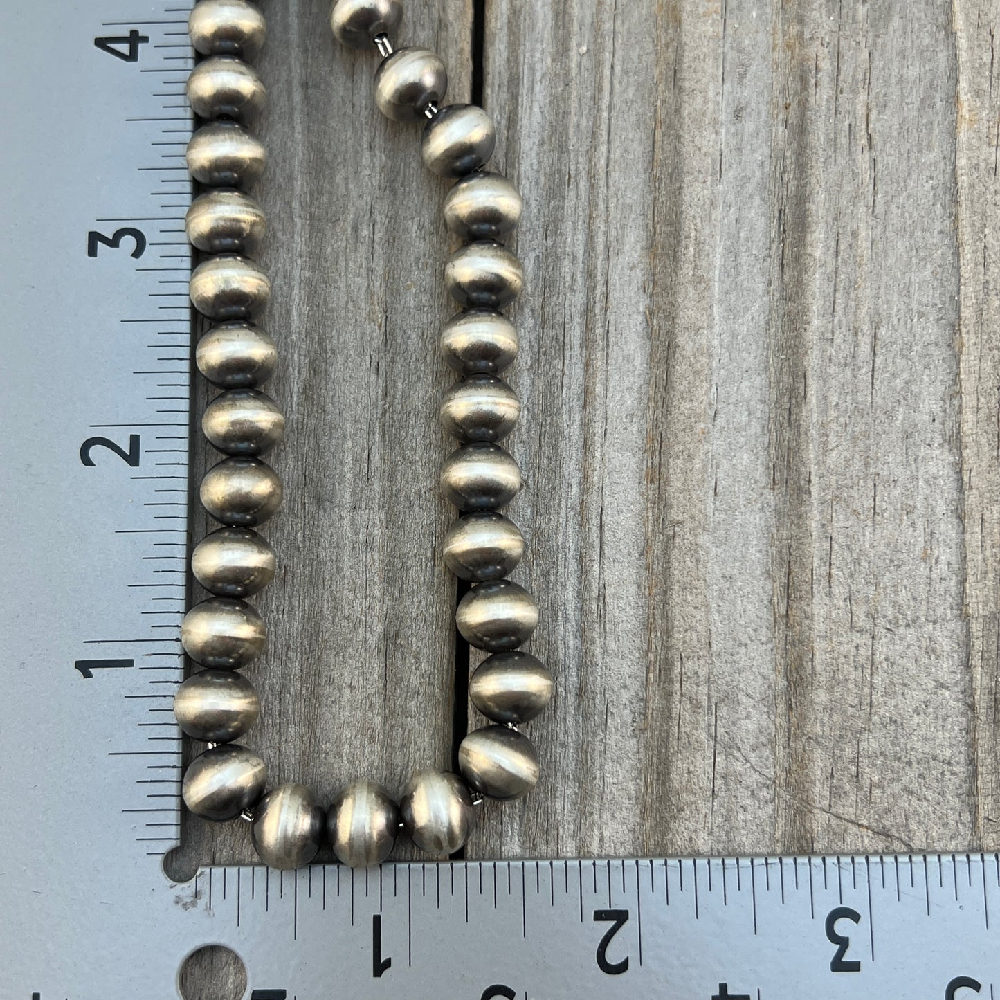 20" Sterling silver Navajo handmade 9mm bead Pearl necklace Bryannen Halwood 694