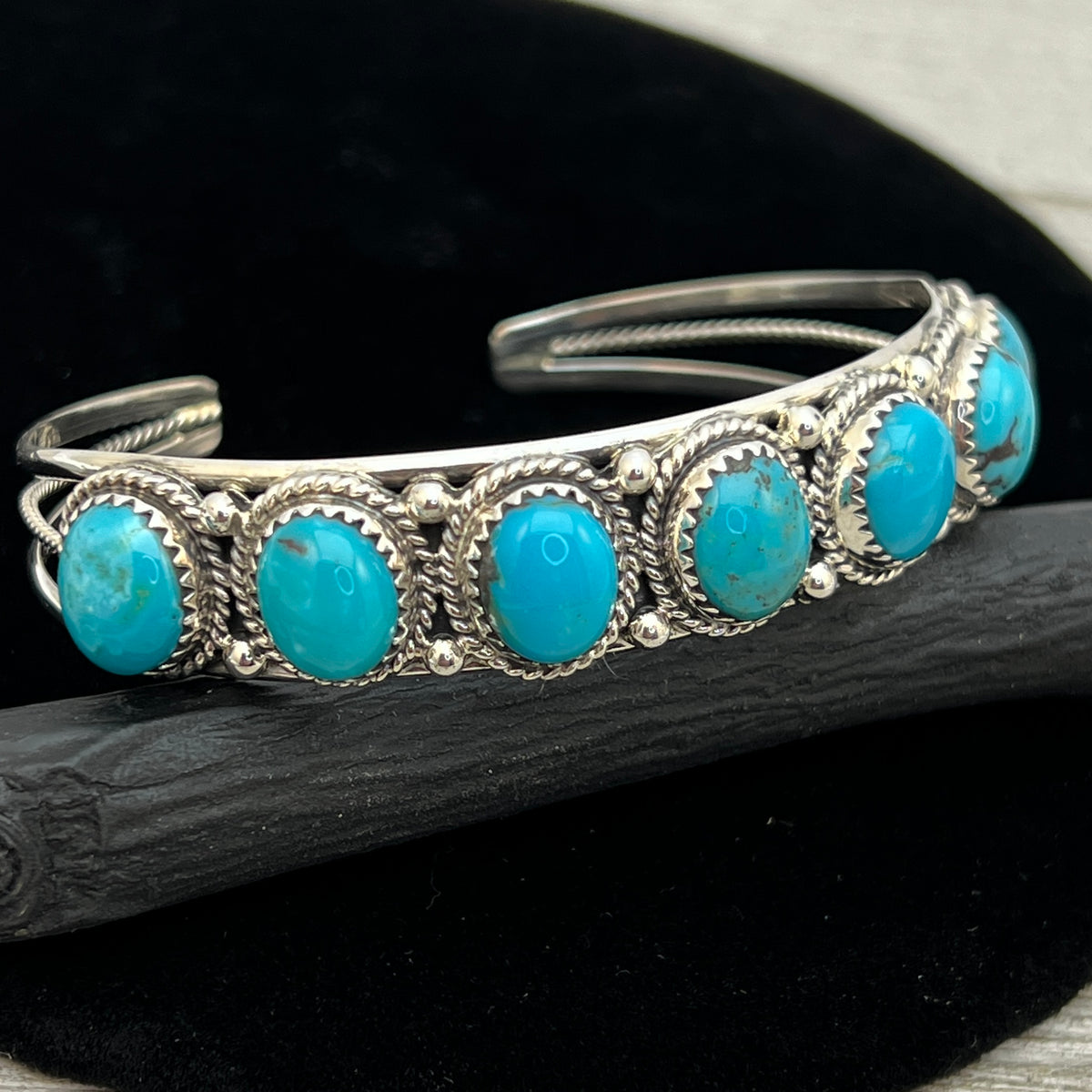 6 3/4" Campitos Turquoise Cuff Bracelet Sterling Silver Verley Betone BR41