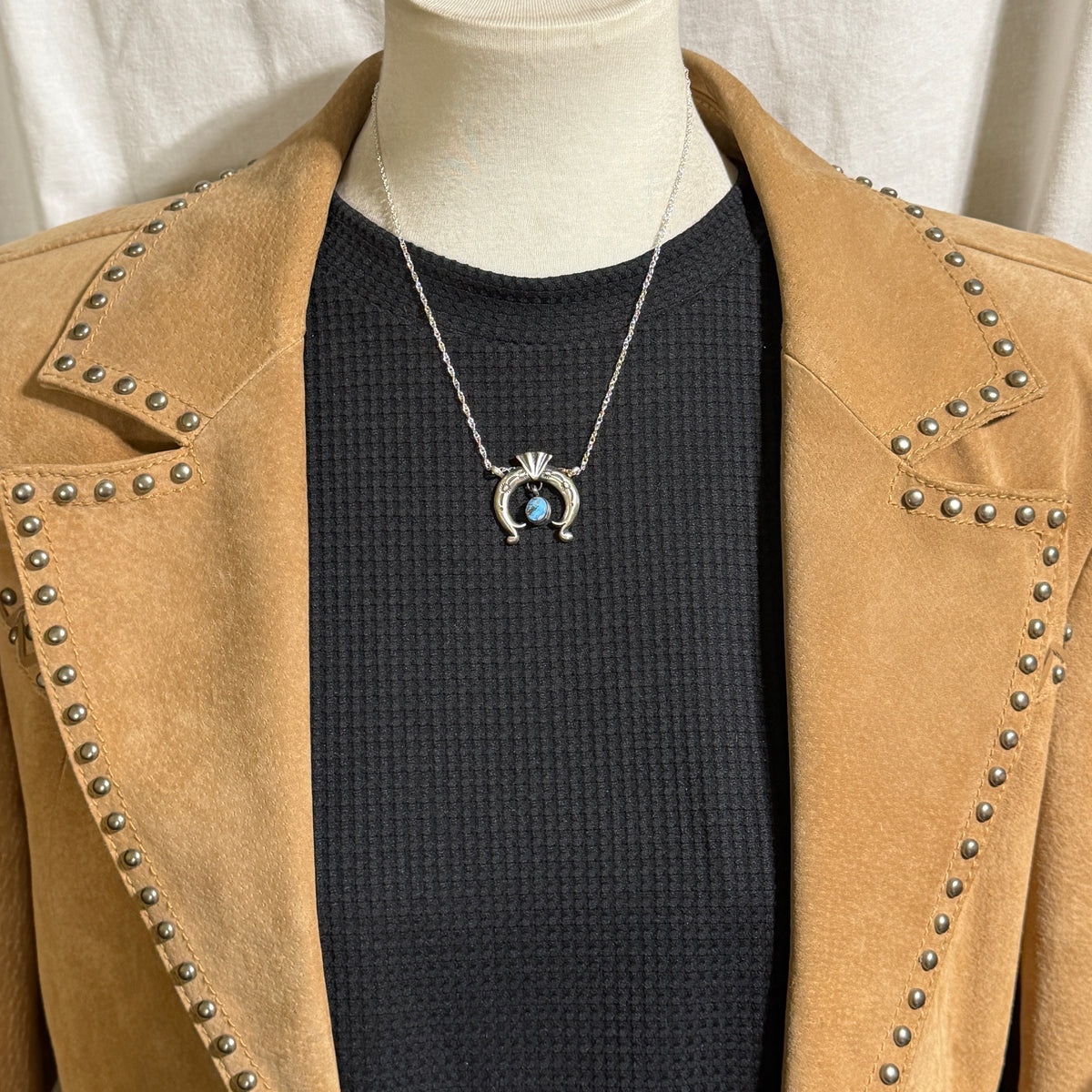 19" Golden Hills Turquoise Naja Necklace Sterling Silver Gary Shorty NK45