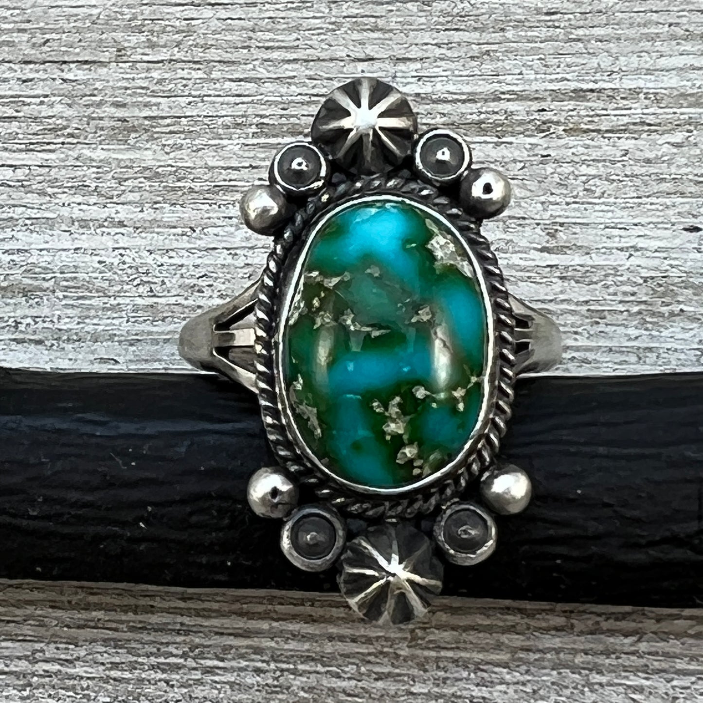 Size 10 Sonoran Gold turquoise sterling silver ring Maritta Benally 478