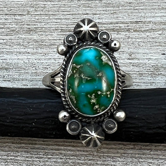 Size 10 Sonoran Gold turquoise sterling silver ring Maritta Benally 478