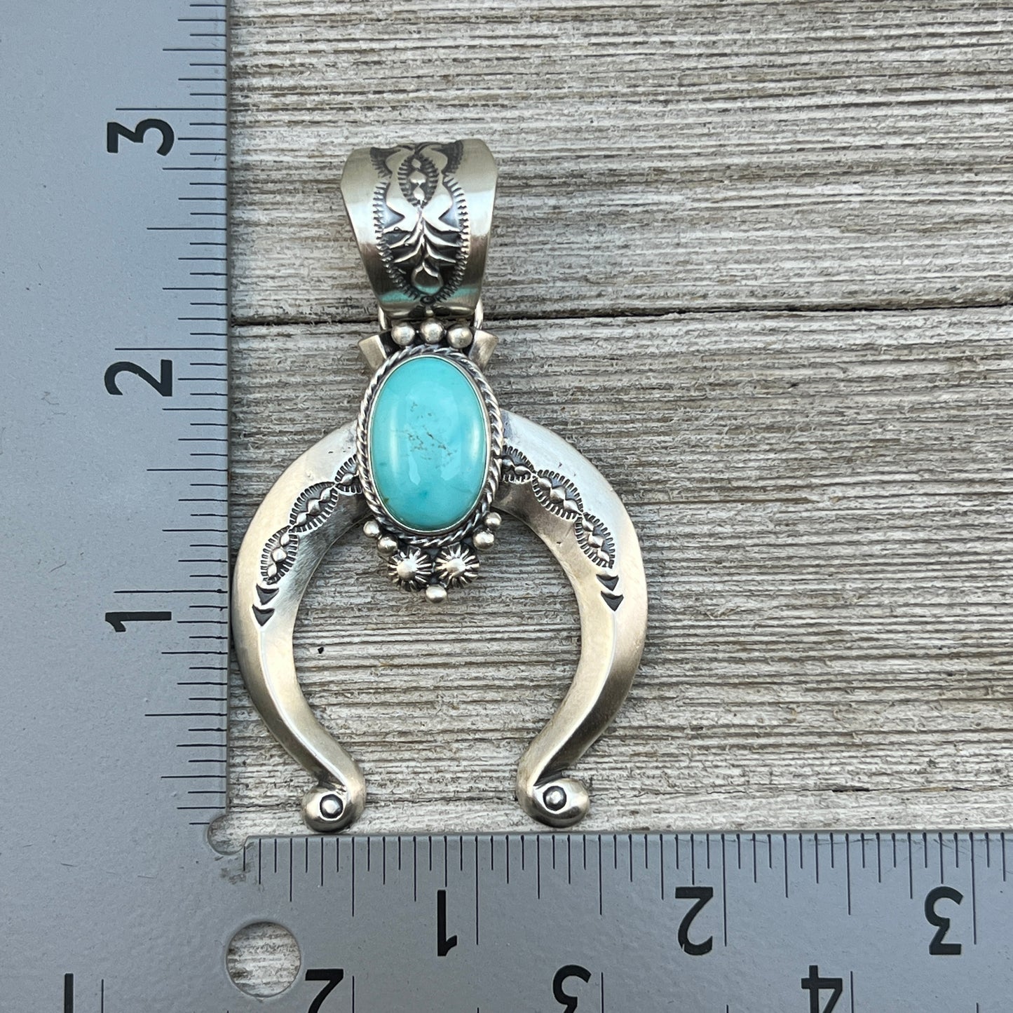 Sonoran Gold Turquoise Naja Pendant Samuel Yellowhair Sterling Silver 605