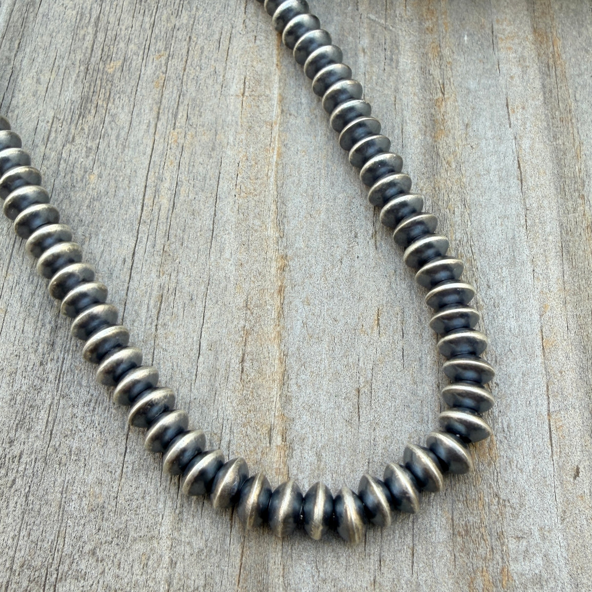 16" Sterling silver Navajo handmade 5mm saucer bead Pearl necklace Bryannen Halwood