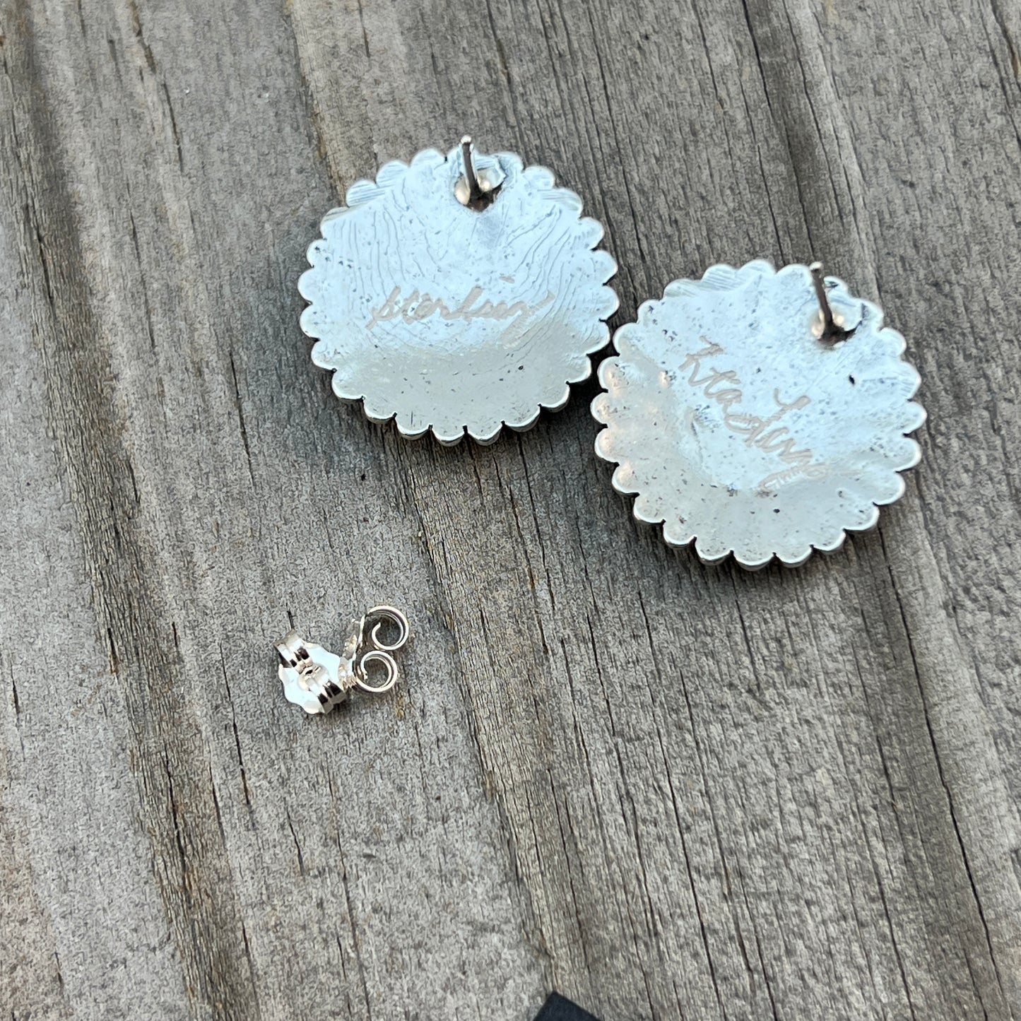 3/4"  concho earrings Sterling silver Rita Largo 664