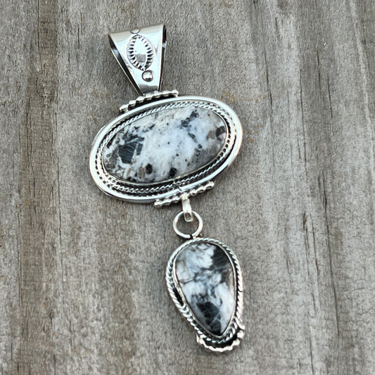 White Buffalo Pendant Sterling silver Navajo Handmade Mike Smith 520