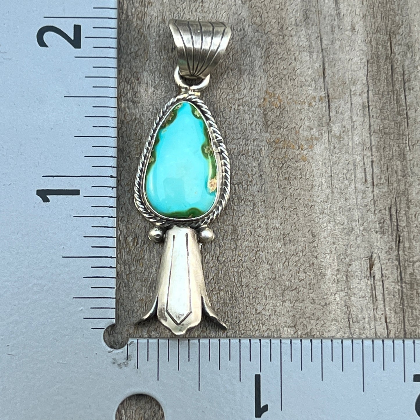 Sonoran Gold Turquoise Squash Blossom Pendant Adrienne Gordon Sterling Silver 509