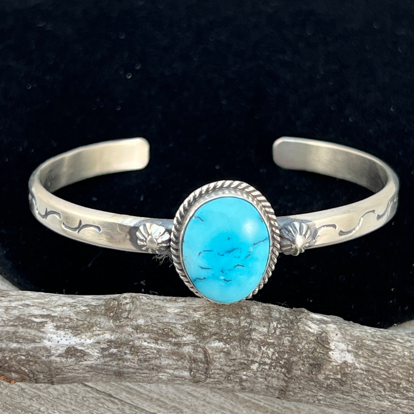 6.25 6.5 6.75 Kingman Turquoise stacker Cuff bracelet #11 Sterling Silver Samuel Yellowhair