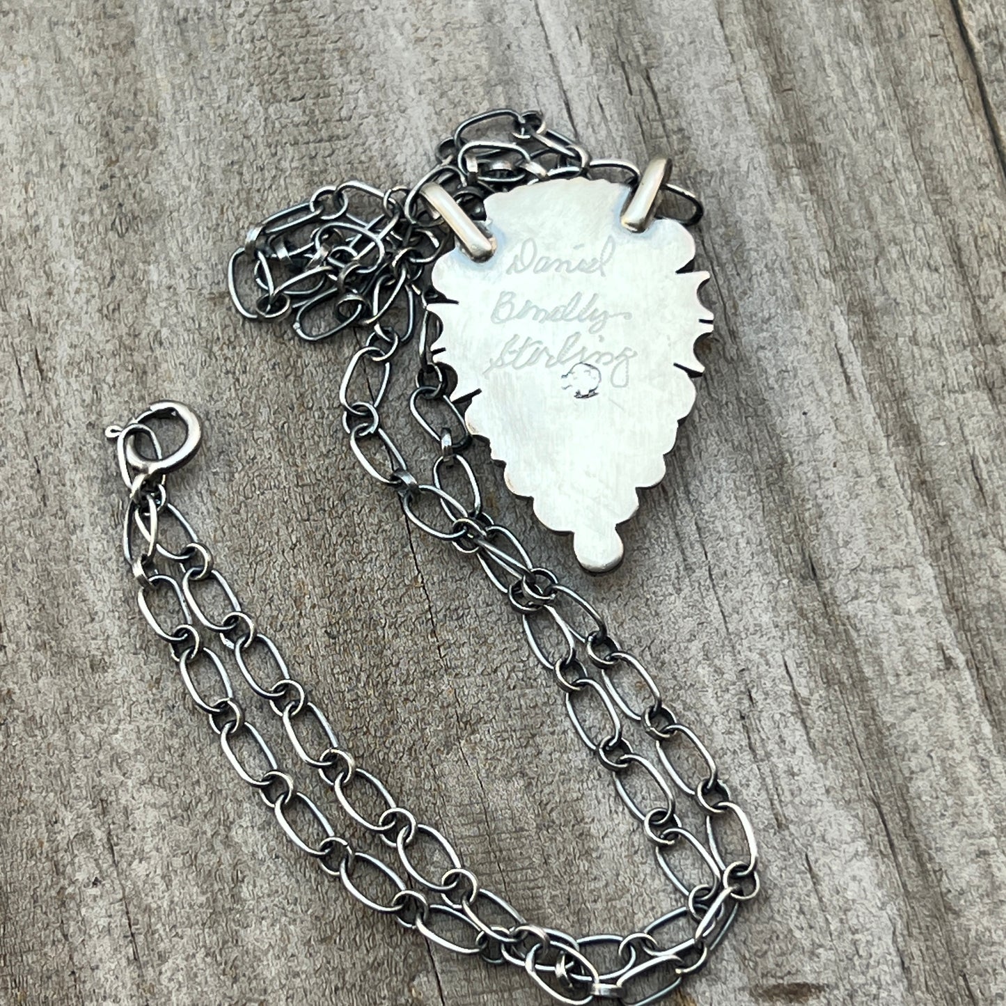 18" Kingman Spiderweb Turquoise Necklace Sterling silver Navajo Daniel Benally 588