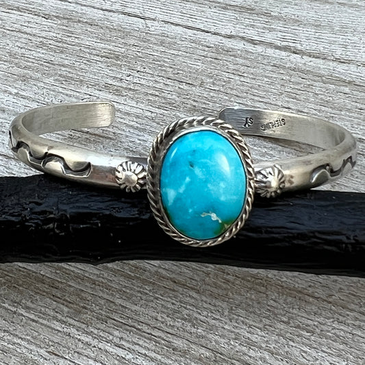 6 1/2" Sonoran Gold Turquoise Cuff Bracelet Navajo Samuel Yellowhair 471