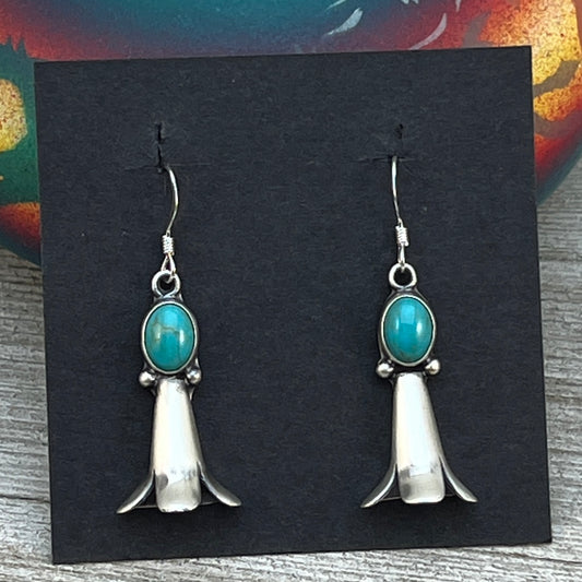 Squash Blossom Dangle Earrings 2 Turquoise sterling silver Robinson Martinez