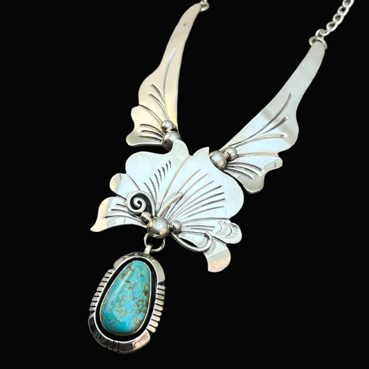 20" Modern Necklace Tyrone turquoise sterling silver Piaso Navajo 830