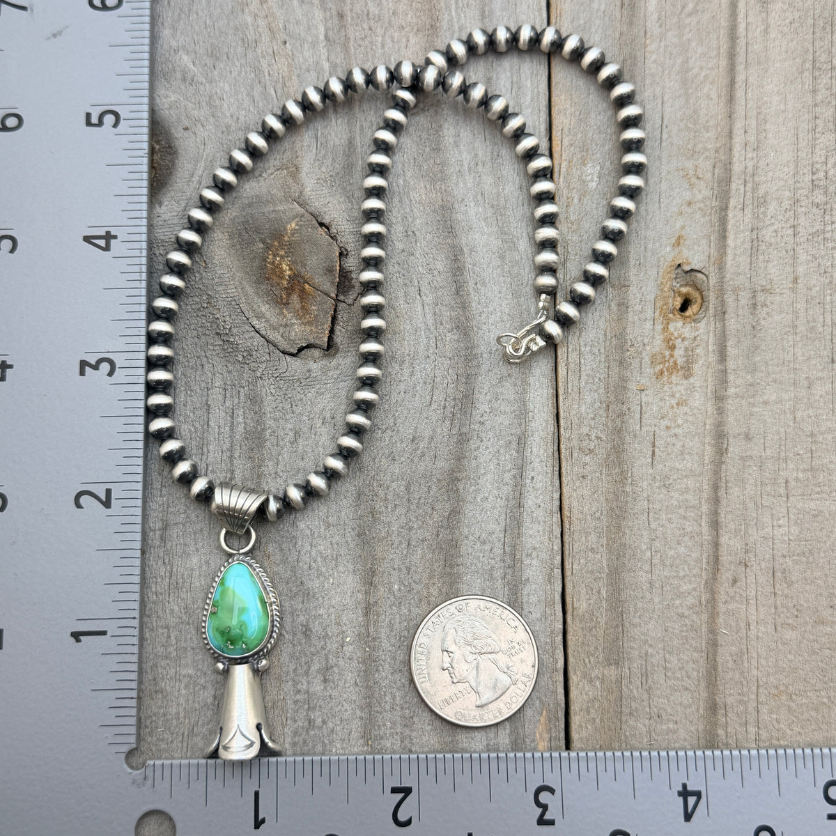 16" Sonoran Turquoise Squash Blossom Necklace Sharon McCarthy Sterling silver NK54