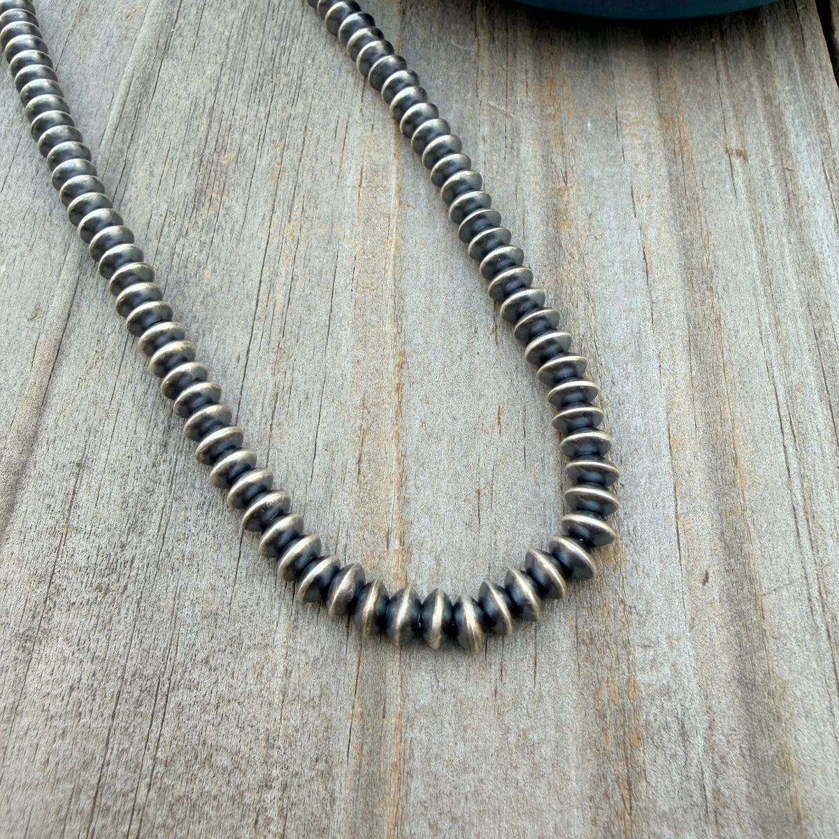 16" Sterling silver Navajo handmade 5mm saucer bead Pearl necklace Bryannen Halwood
