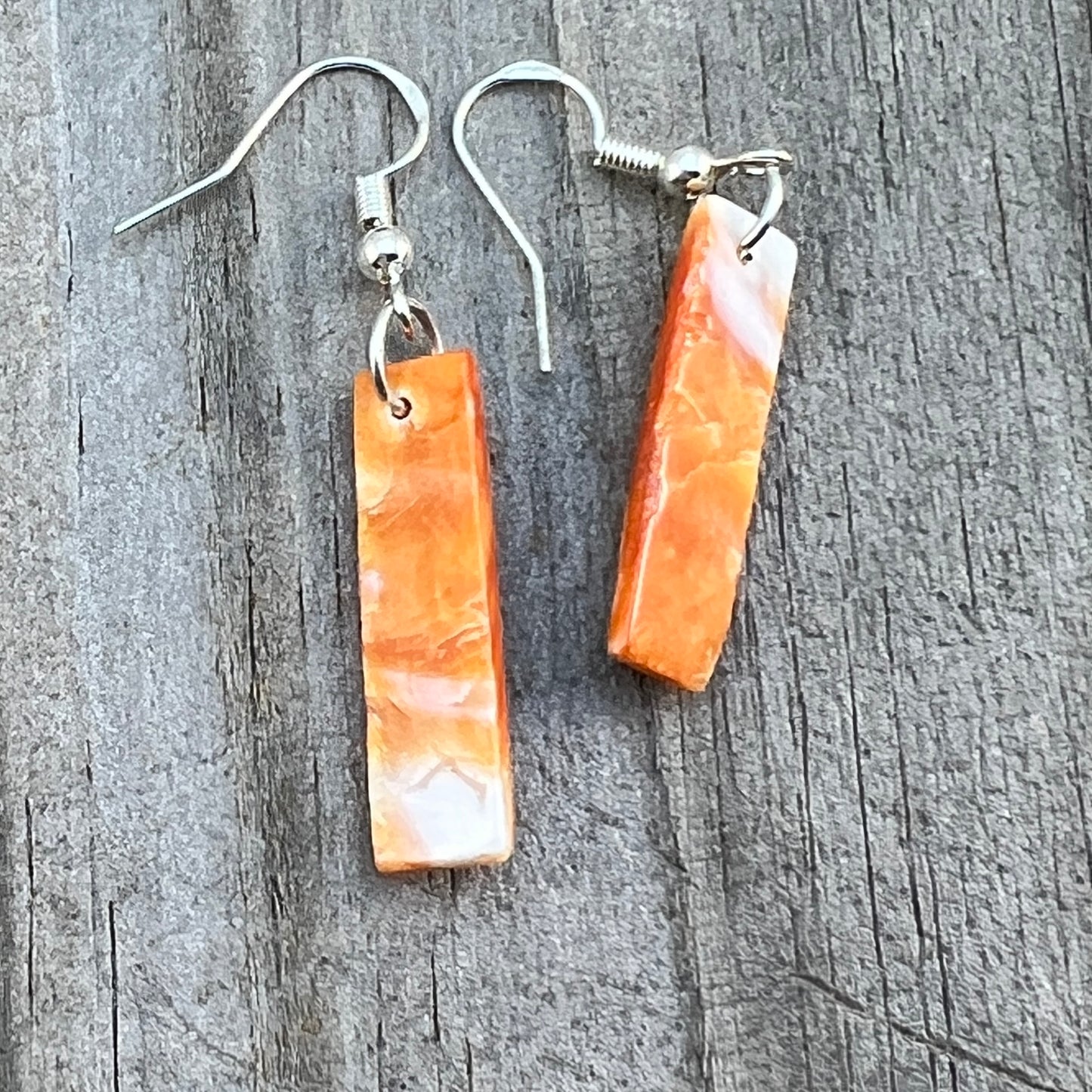 Orange Spiney Oyster Shell Earrings Turquoise Zuni handmade Jesus Espino 678