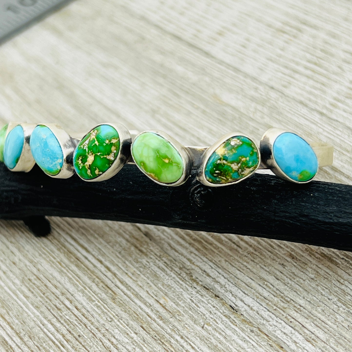 6 1/2" Sonoran Gold polychrome Turquoise cuff bracelet sterling silver Verley Betone BR23