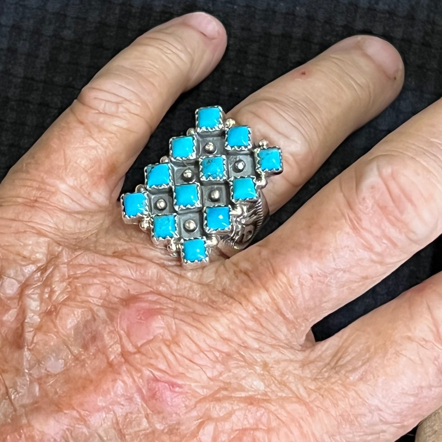 Size 7 Blue Kingman Turquoise Ring Sterling Silver handmade Verley Betone 546