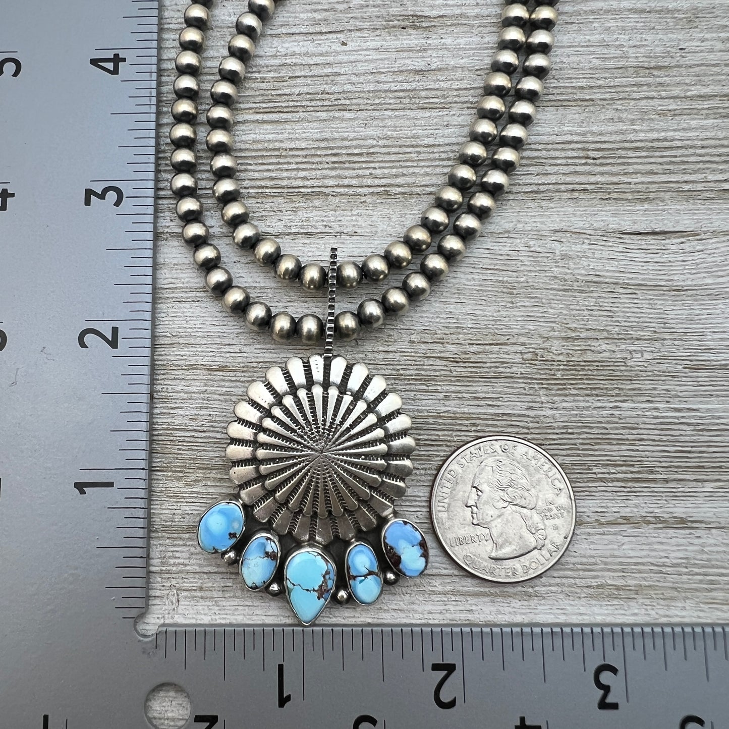 16" Golden Hills Turquoise  Necklace Tom Lewis Sterling Silver NK15