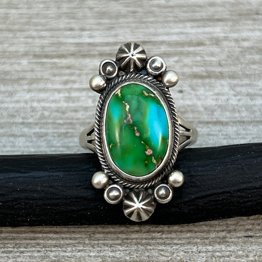 Size 8.5 Sonoran Gold turquoise sterling silver ring Maritta Benally 483