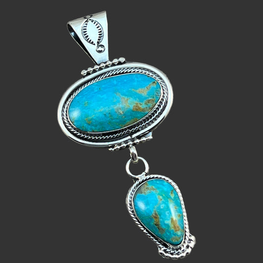 Turquoise Pendant Sterling silver Navajo Handmade Mike Smith 529