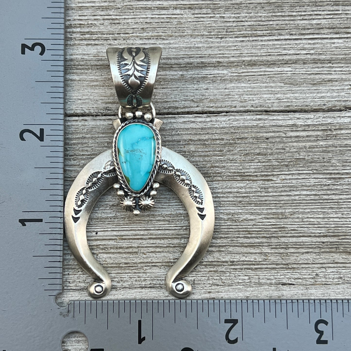 Sonoran Gold Turquoise Naja Pendant Samuel Yellowhair Sterling Silver 603