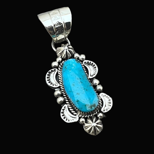 Kingman turquoise pendant sterling silver Marie Jones Navajo 812