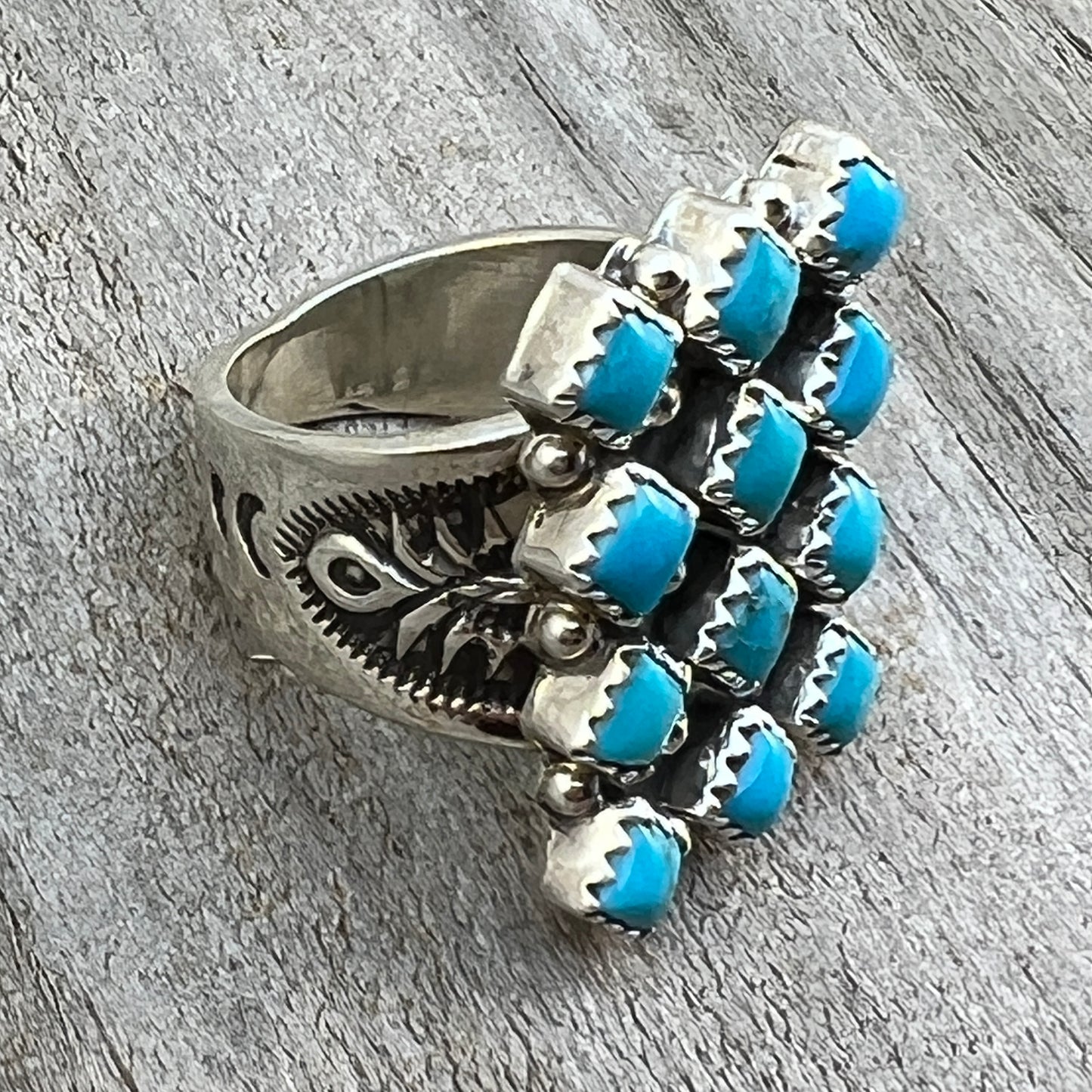 Size 8 Blue Kingman Turquoise Ring Sterling Silver handmade Verley Betone 547